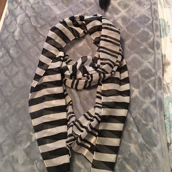 Black and white striped scarf; very lightweight