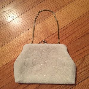 Beaded white clutch. Brand new!