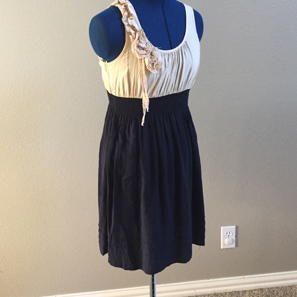 Adorable Cream & Navy Dress