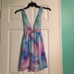 Xenia watercolor plunge dress