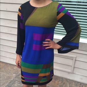 Emma & Michele Bell Sleeves Mod Print Jersey Dress