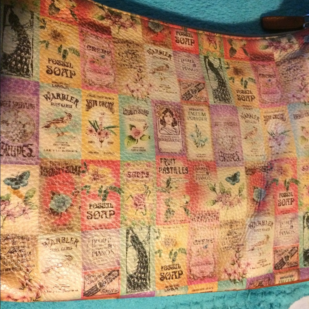 Vintage Fossil stamp  handbag