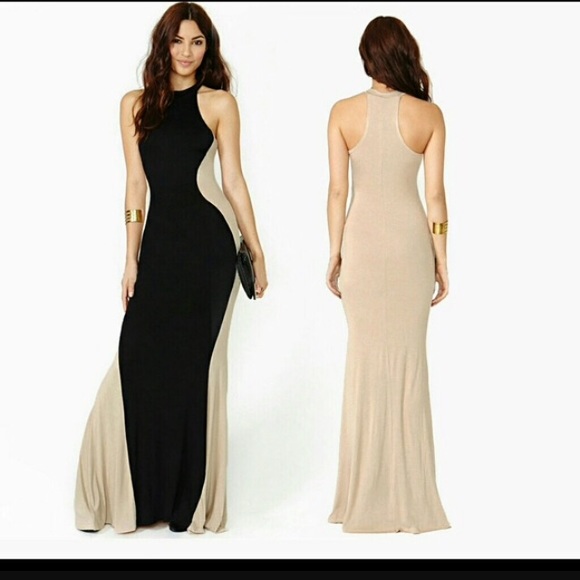 Color Block Maxi Gown Dress - Picture 2 of 3