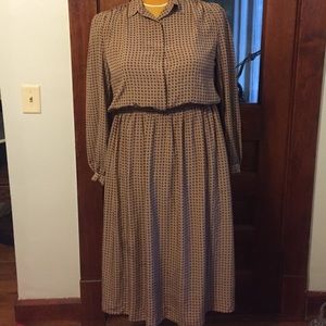 80s Talbots brown long sleeve dress! Fun!!!!