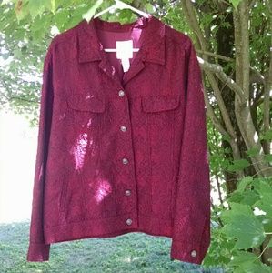 J. Jill Cranberry Brocade Jacket