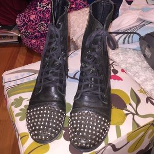 Steve Madden studded black combat boots