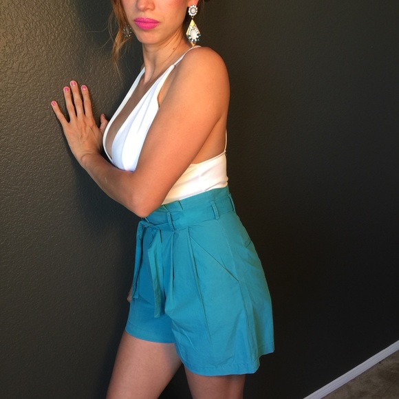 Zara turquoise high waisted shorts small - Picture 2 of 4