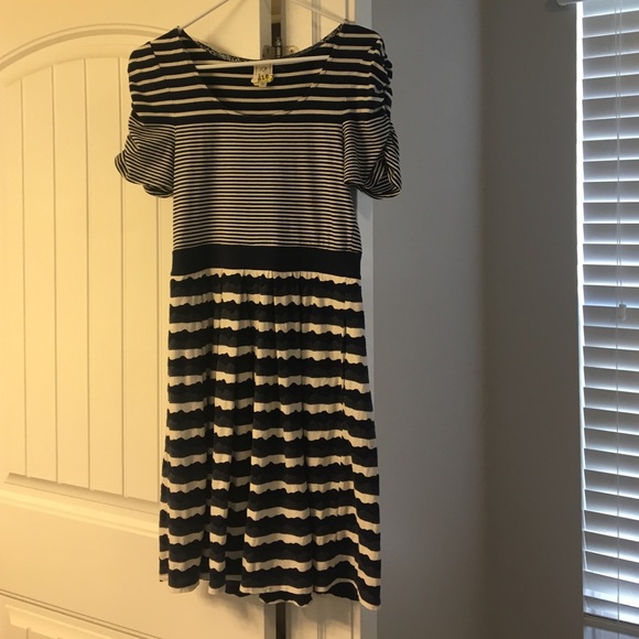 Anthro gathered shoulder dress.