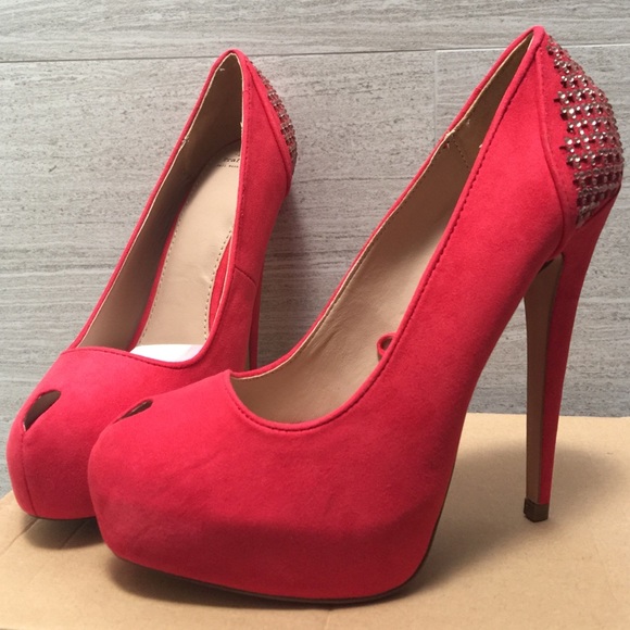 New Zara hot pink/ red peep toe heels size 37/6.5 - Picture 4 of 4