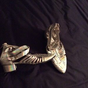 HOLOGRAPHIC SANDALS WITH BUCKLES WITH HEEL