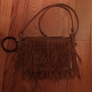 Cross shoulder fringed bag