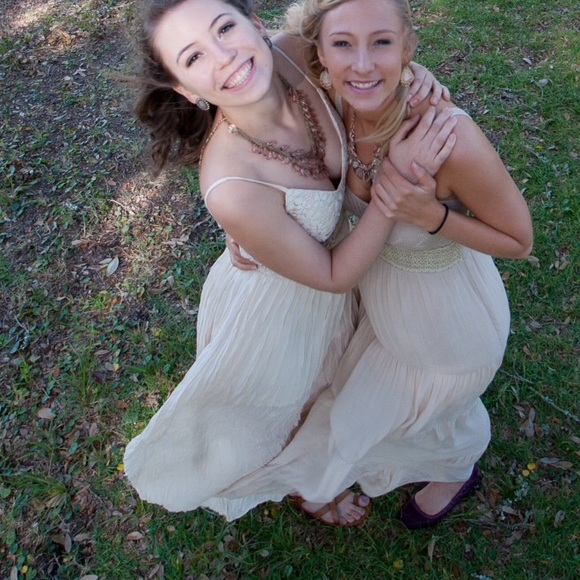 Backless Cream Lacey Dress - Picture 2 of 4