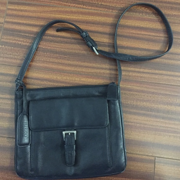 Leather Dark Navy Blue Shoulder Bag Purse Clean - Picture 1 of 4