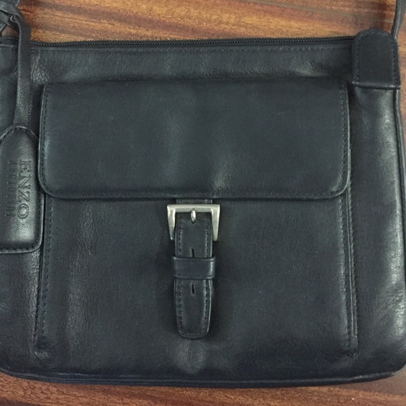 Leather Dark Navy Blue Shoulder Bag Purse Clean - Picture 2 of 4