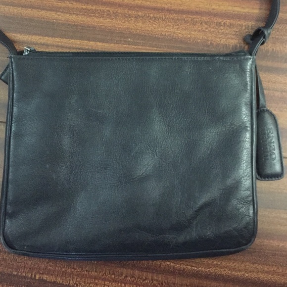 Leather Dark Navy Blue Shoulder Bag Purse Clean - Picture 3 of 4