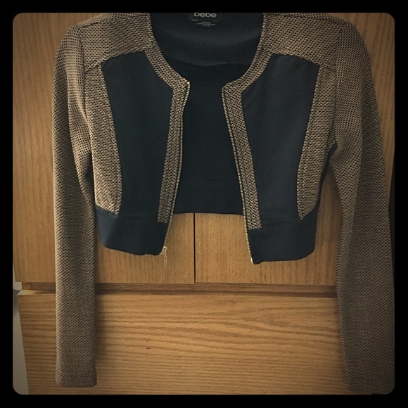 Bebe gorgeous gold & black crop jacket