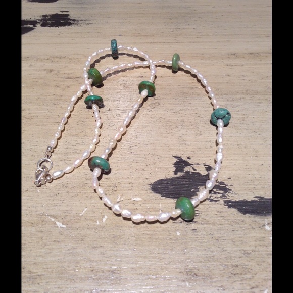 Turquoise and rice pearls
