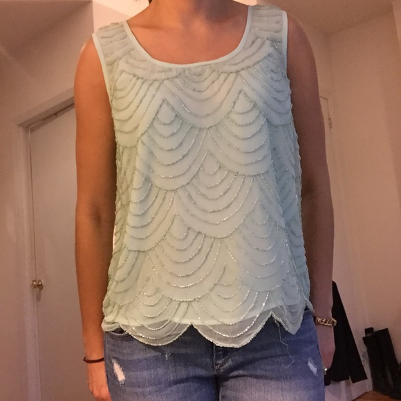 Aqua Beaded Tank Top - Picture 2 of 4