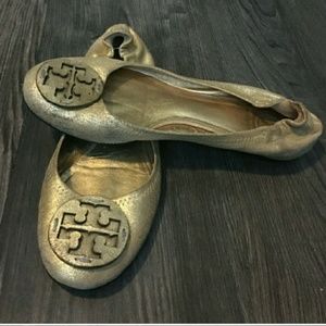 Tory Burch gold flats