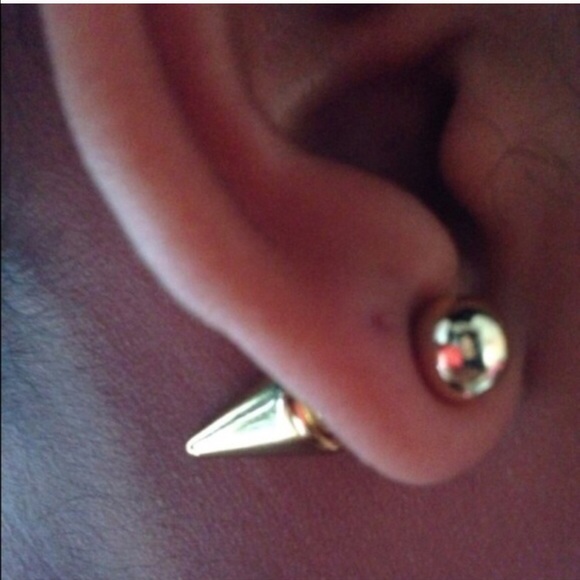 Gold Spike Earrings - Picture 2 of 3