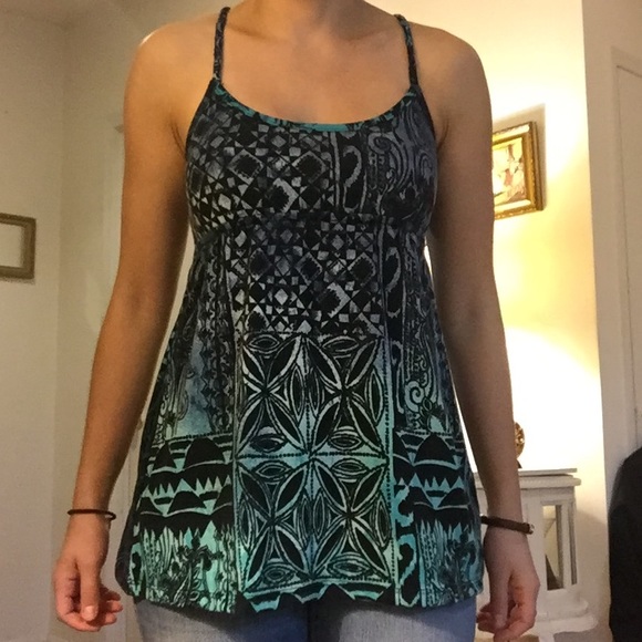 Teal Patterned Racerback Tank - Picture 2 of 4