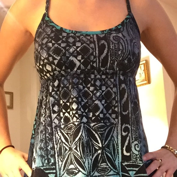 Teal Patterned Racerback Tank - Picture 3 of 4