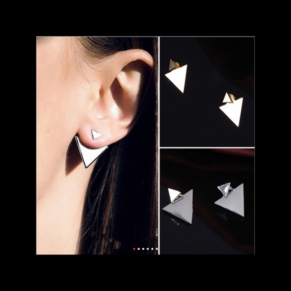 Women Triangle Earrings Punk Jewelry Stud Earrings - Picture 2 of 4