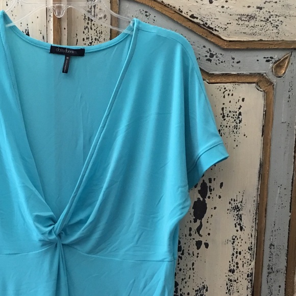 Turquoise V-neck Blouse