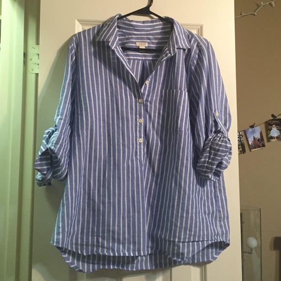 JCrew blue and white striped popover!! LARGE
