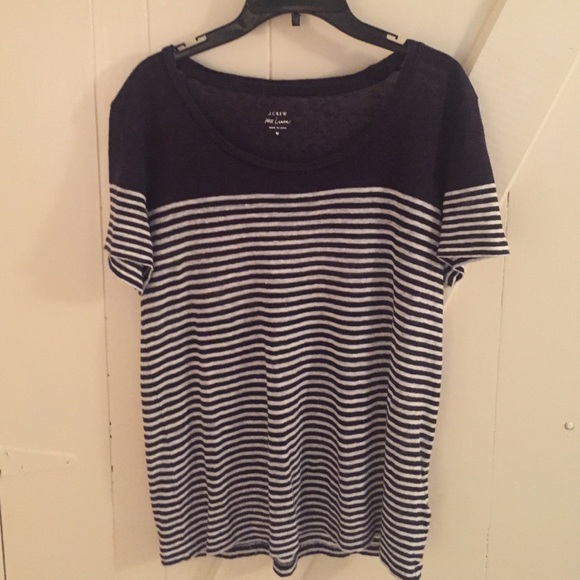 striped J. CREW linen t-shirt.