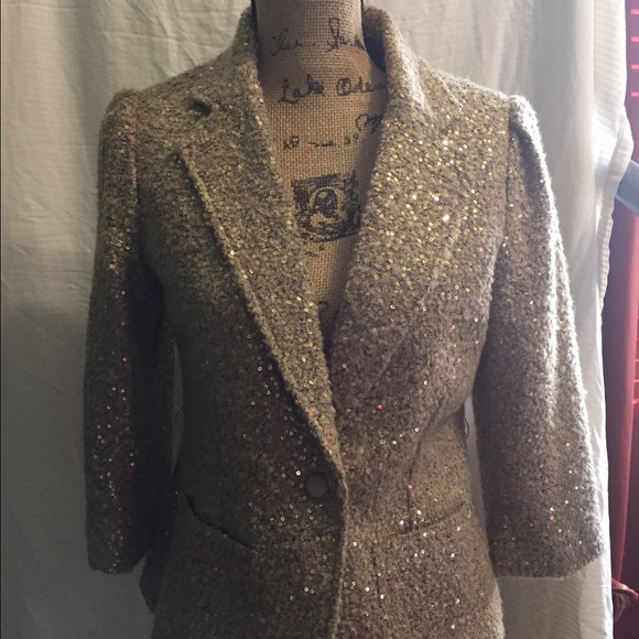 Tan sequin blazer/jacket.