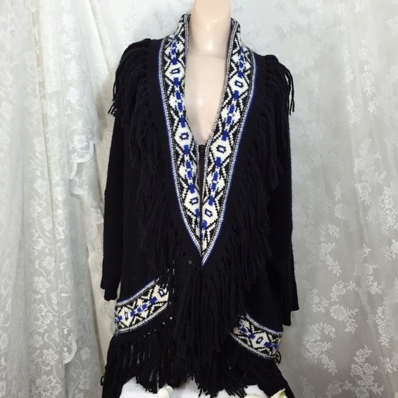 Polo Ralph Lauren Sweaters - Polo Ralph Lauren Black Fringe Cardigan. B018
