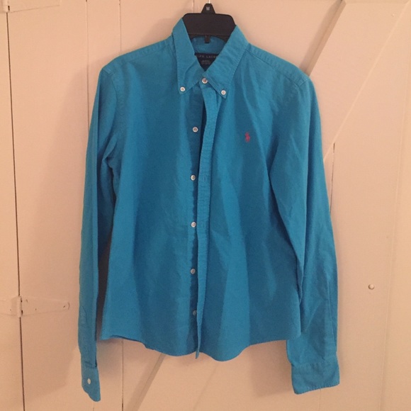 Turquoise button down Ralph Lauren