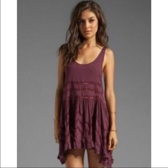 Free People Tops - Maroon Voile Trapeze Dress Free People