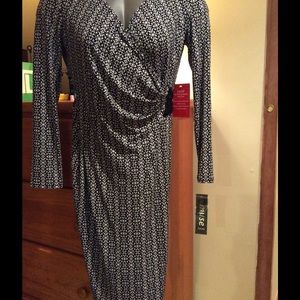 Super SALE--NWT Black and white mock wrap dress