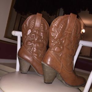 High heeled cowboy boots