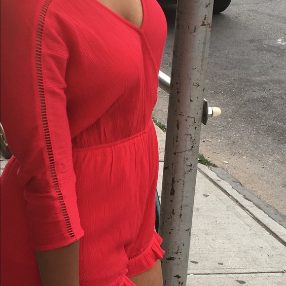 Cut-out Red Romper with Ruffles