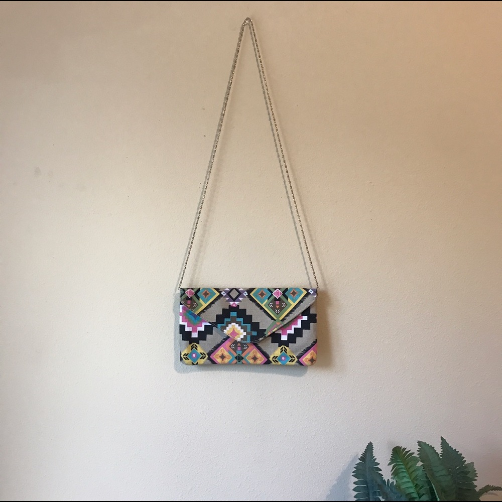 Aztec Patterned Clutch/Crossbody Bag