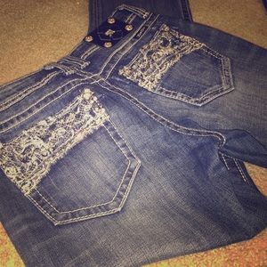 Lace Overlay Miss Me Jeans
