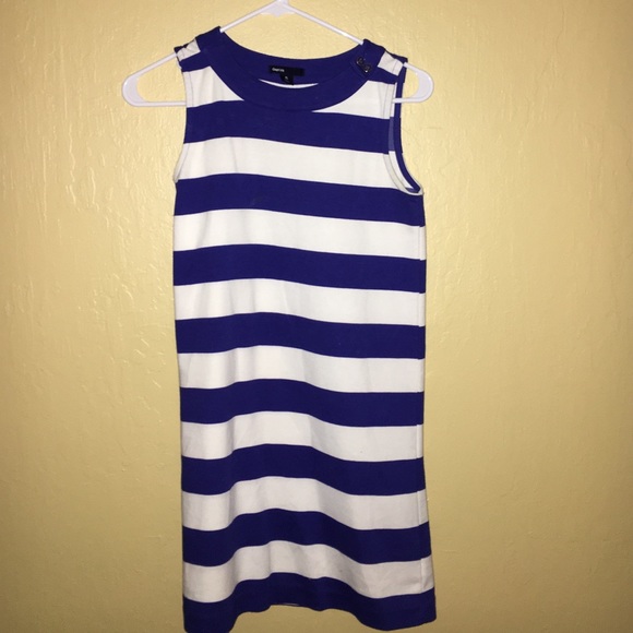 Dark blue and white striped girls dress - Picture 1 of 1