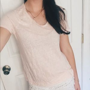 Kenar pink tee with trim