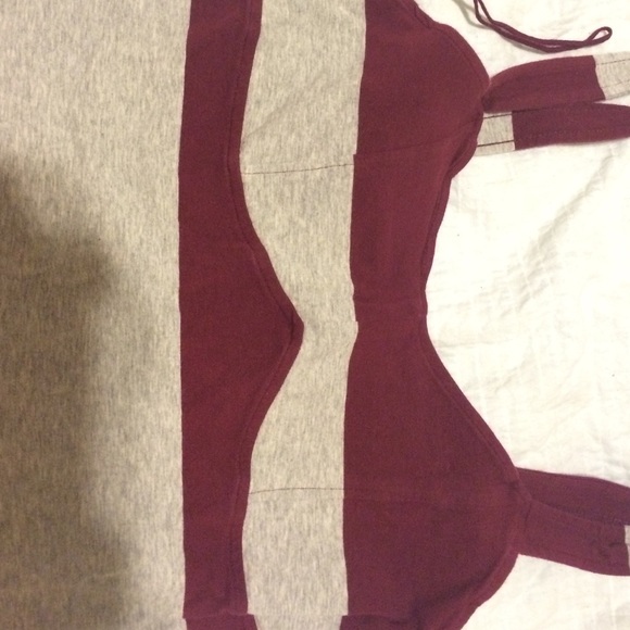 Burgundy and gray striped dress - Picture 2 of 3