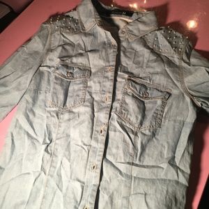 Forever 21 Small Button Up With Pearl Shoulders
