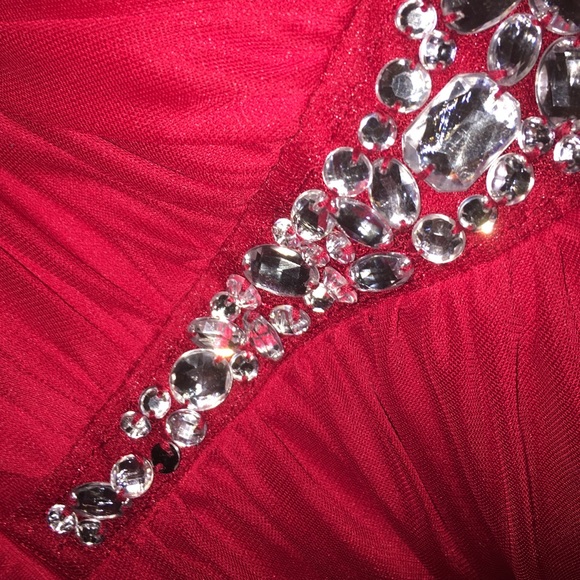 Windsor red homecoming formal dress rhinestones - Picture 3 of 4
