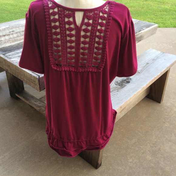 Fuchsia top with back lace.