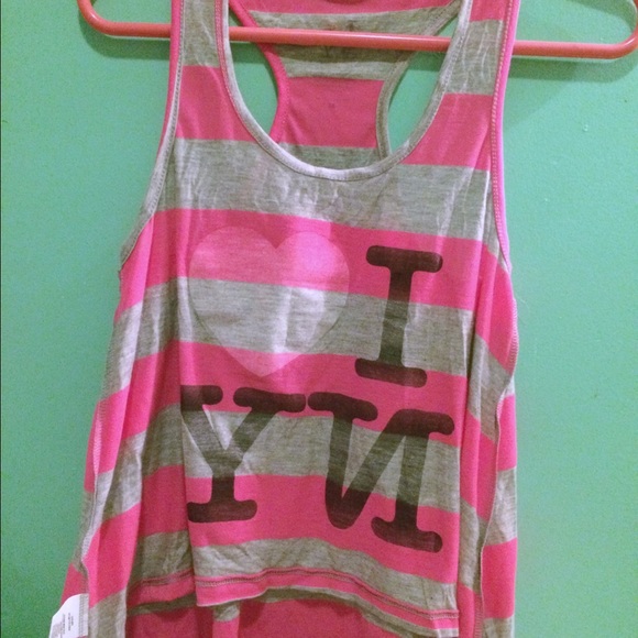"I ❤️ NY" Pink Striped tank top