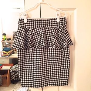 Black and white herringbone skirt
