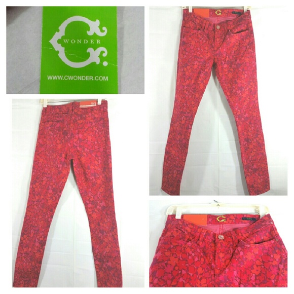 C Wonder Floral Skinny Mid-Rise Pants Size 26