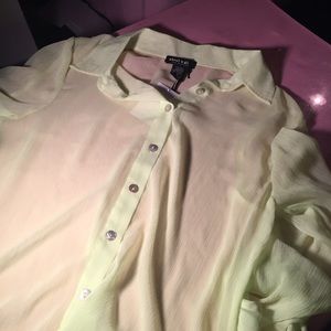 Kohls Small Bright Yellow Sheer Button Up