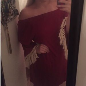 Maroon long sleeve dress check pics to see worn
